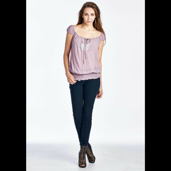 Women's Casual Peasant Summer Blouse Top - Picture 3 of 5